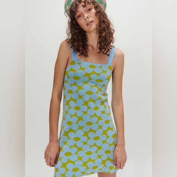 Ghanda Clotting mini Chrissy Dress Size L Baby blue and guacamole yellow. - Picture 5 of 14